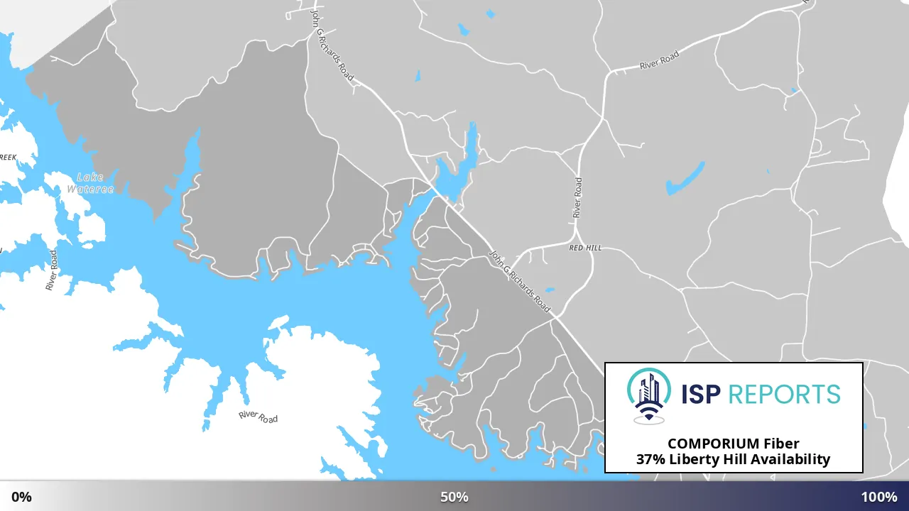 Liberty Hill, SC map of internet availability