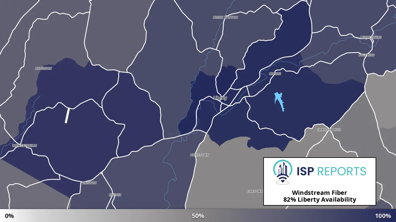 Liberty, KY map of internet availability
