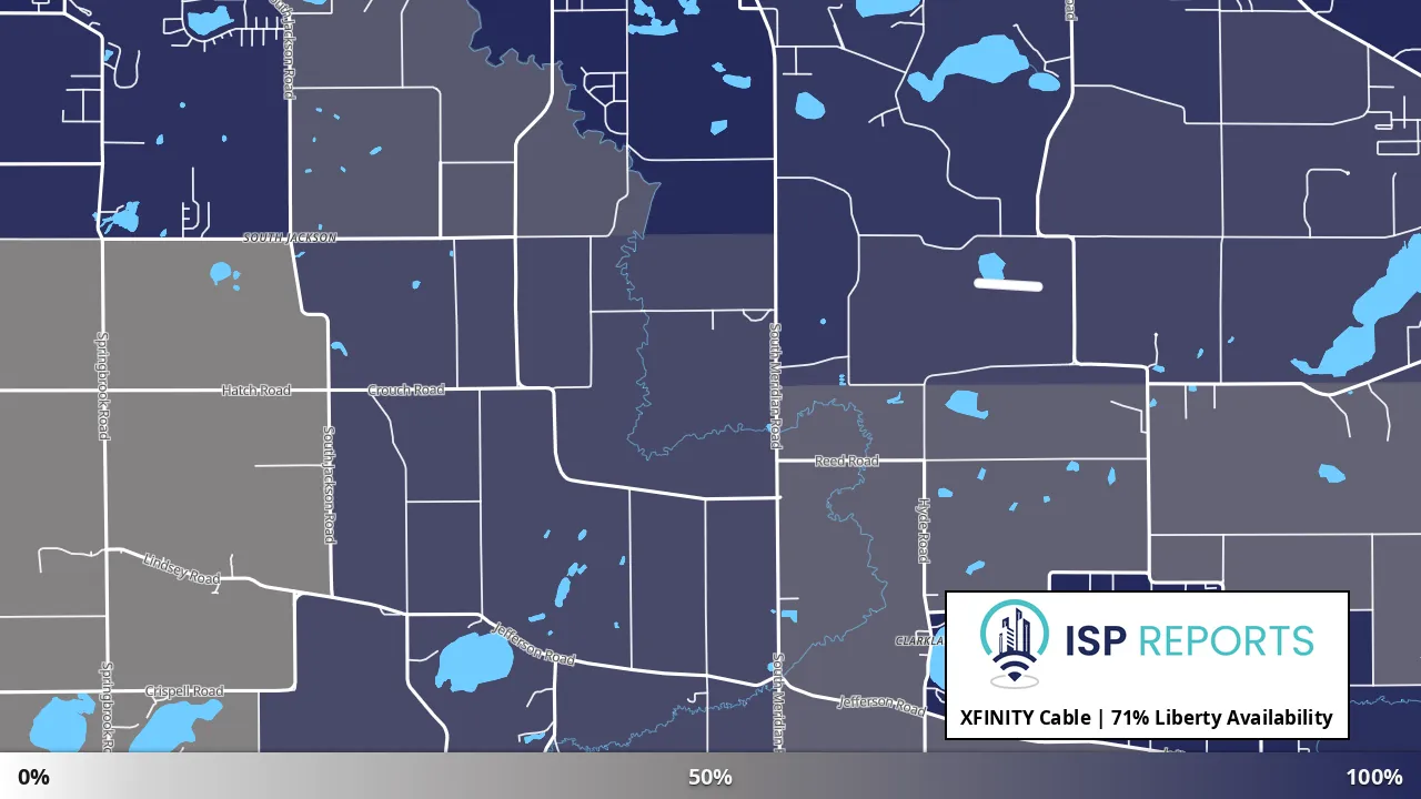 Liberty, MI map of internet availability