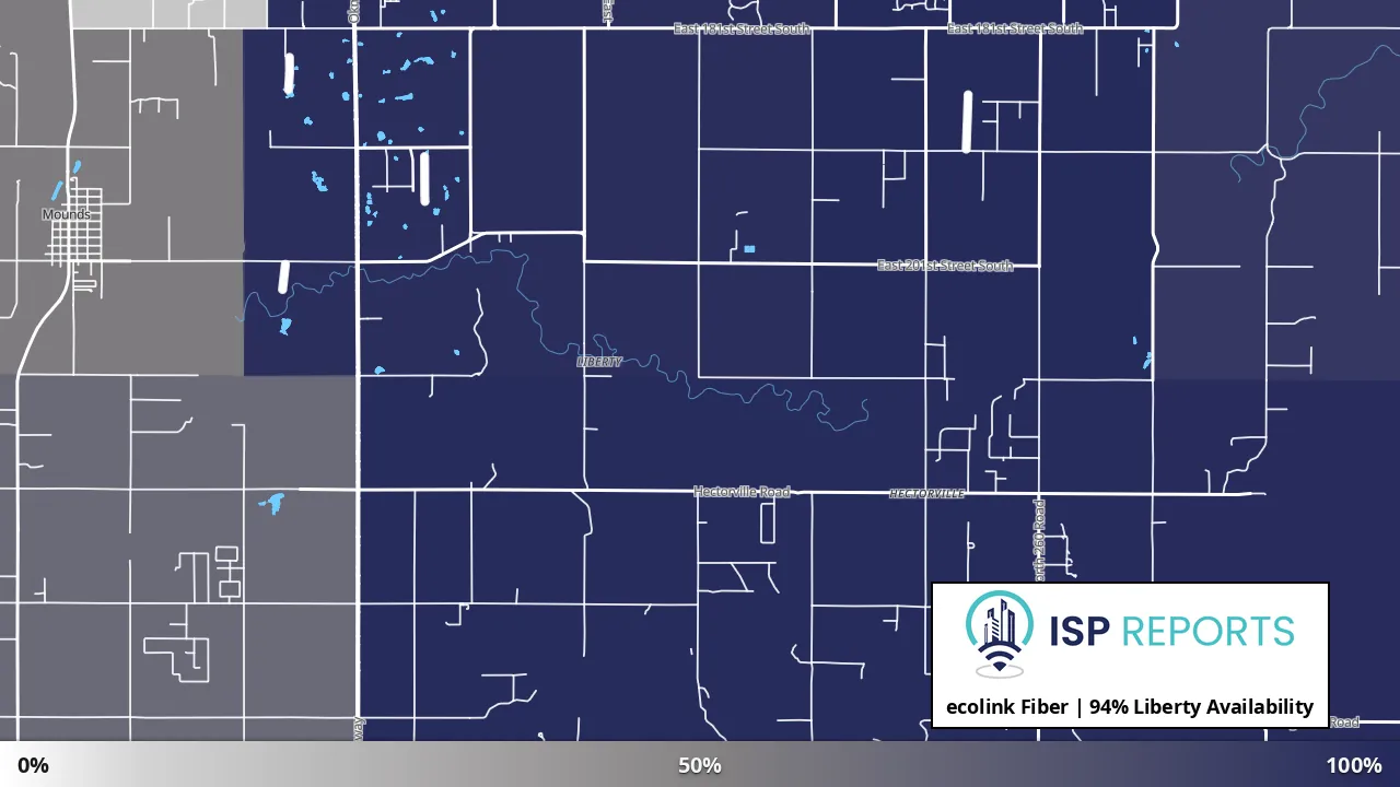 Liberty, OK map of internet availability
