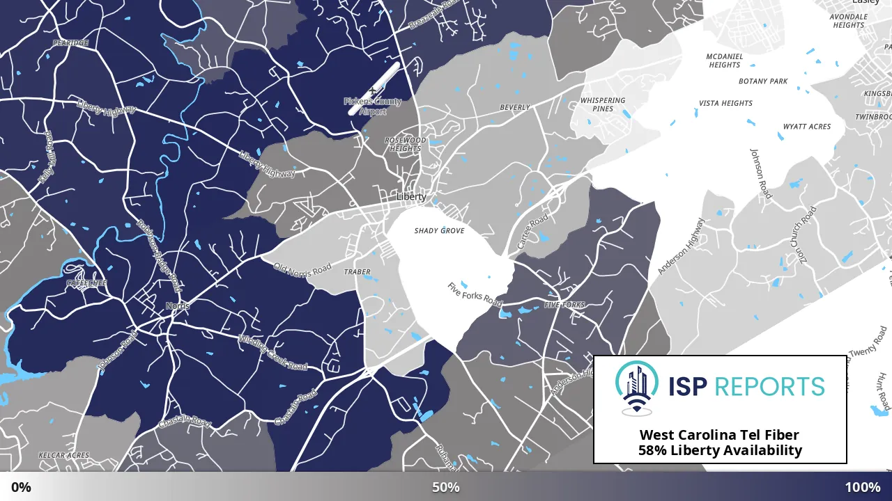 Liberty, SC map of internet availability