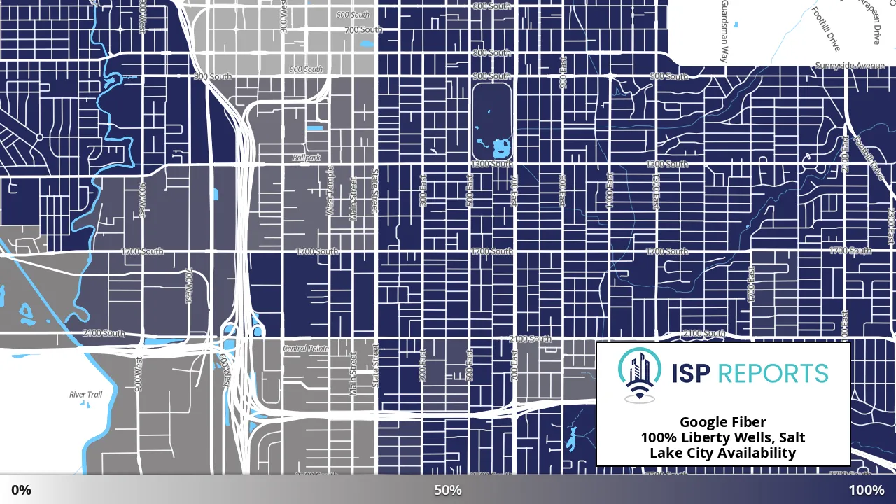 Liberty Wells, Salt Lake City, UT map of internet availability