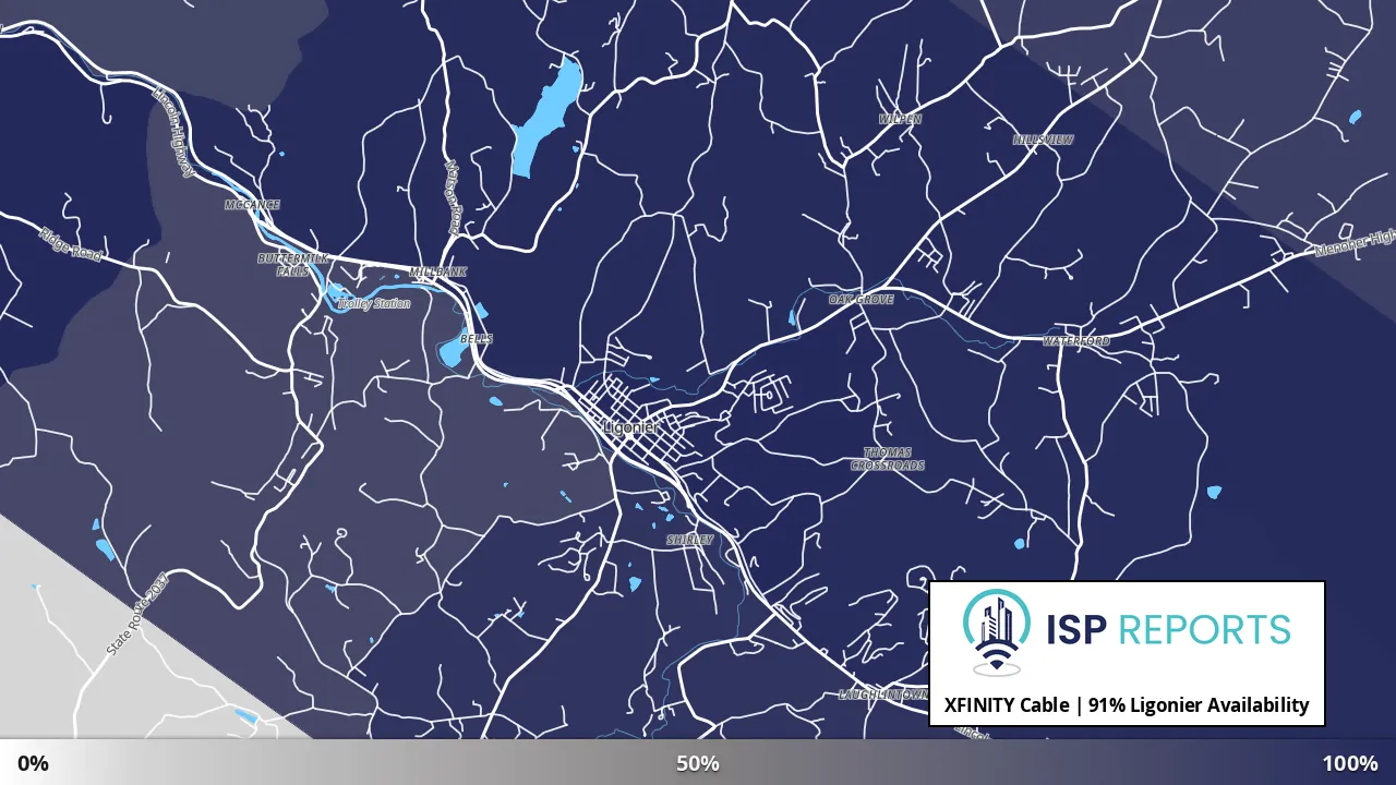 Ligonier, PA map of internet availability