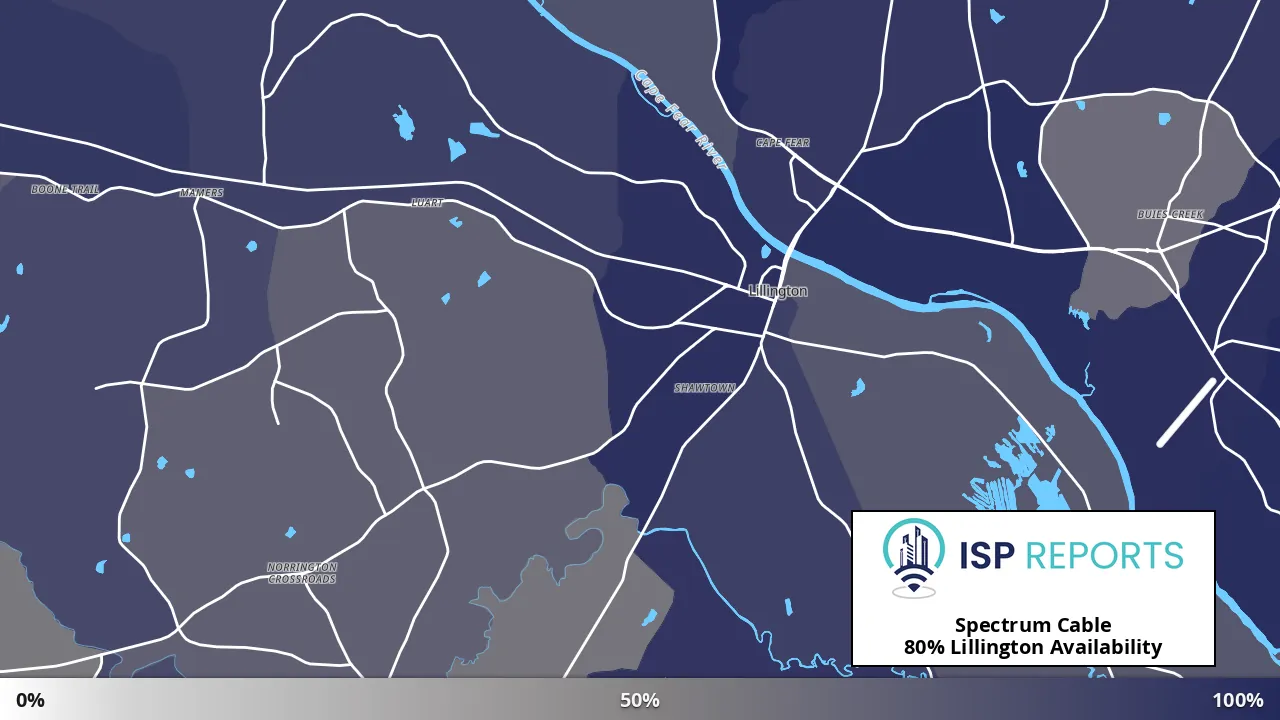 Lillington, NC map of internet availability