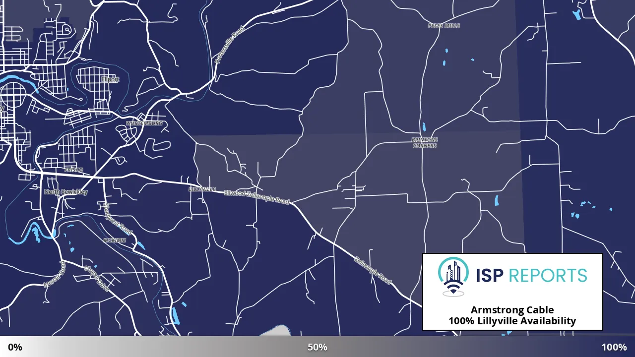 Lillyville, PA map of internet availability