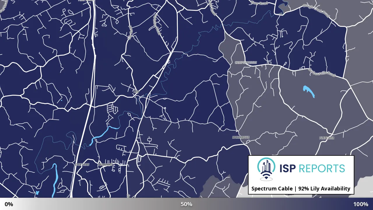 Lily, KY map of internet availability