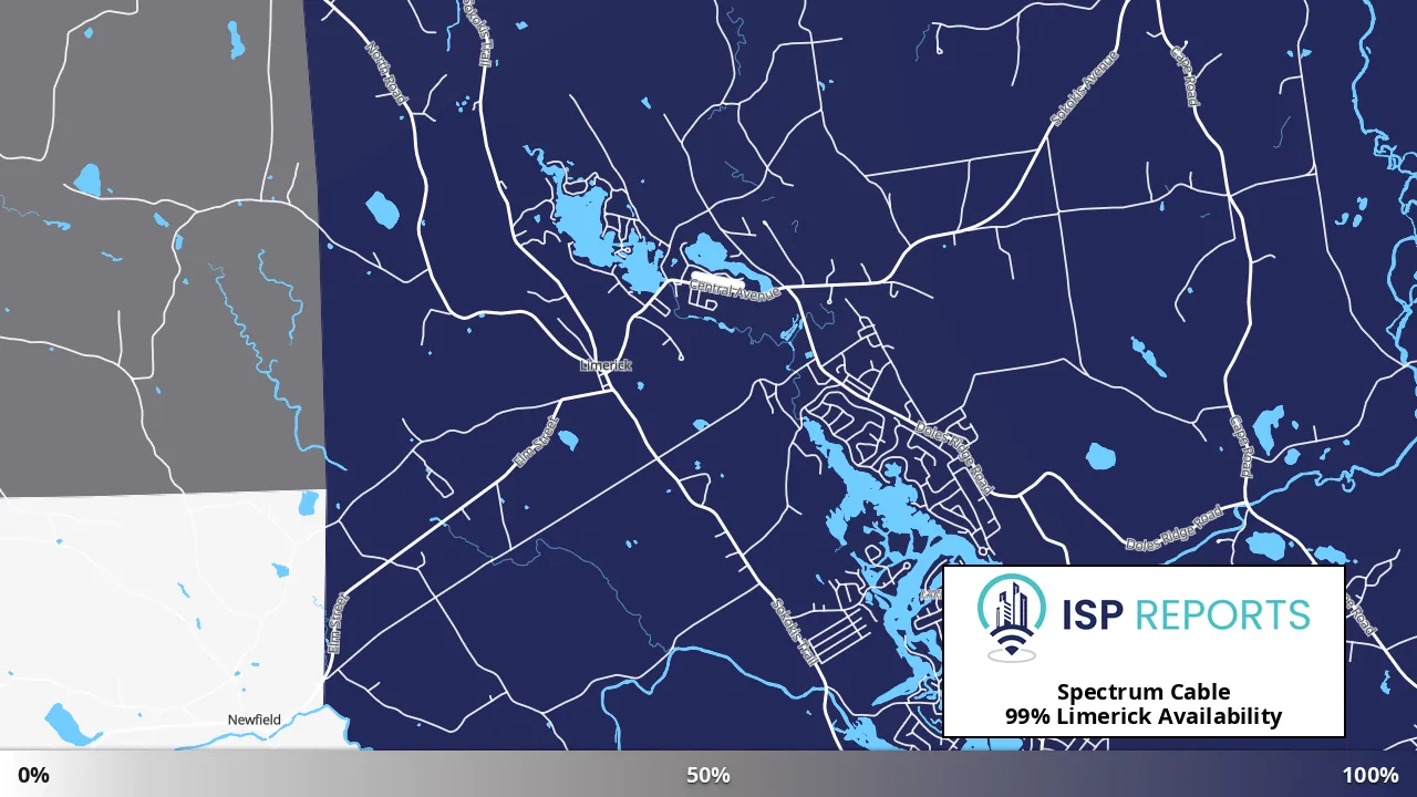Limerick, ME map of internet availability