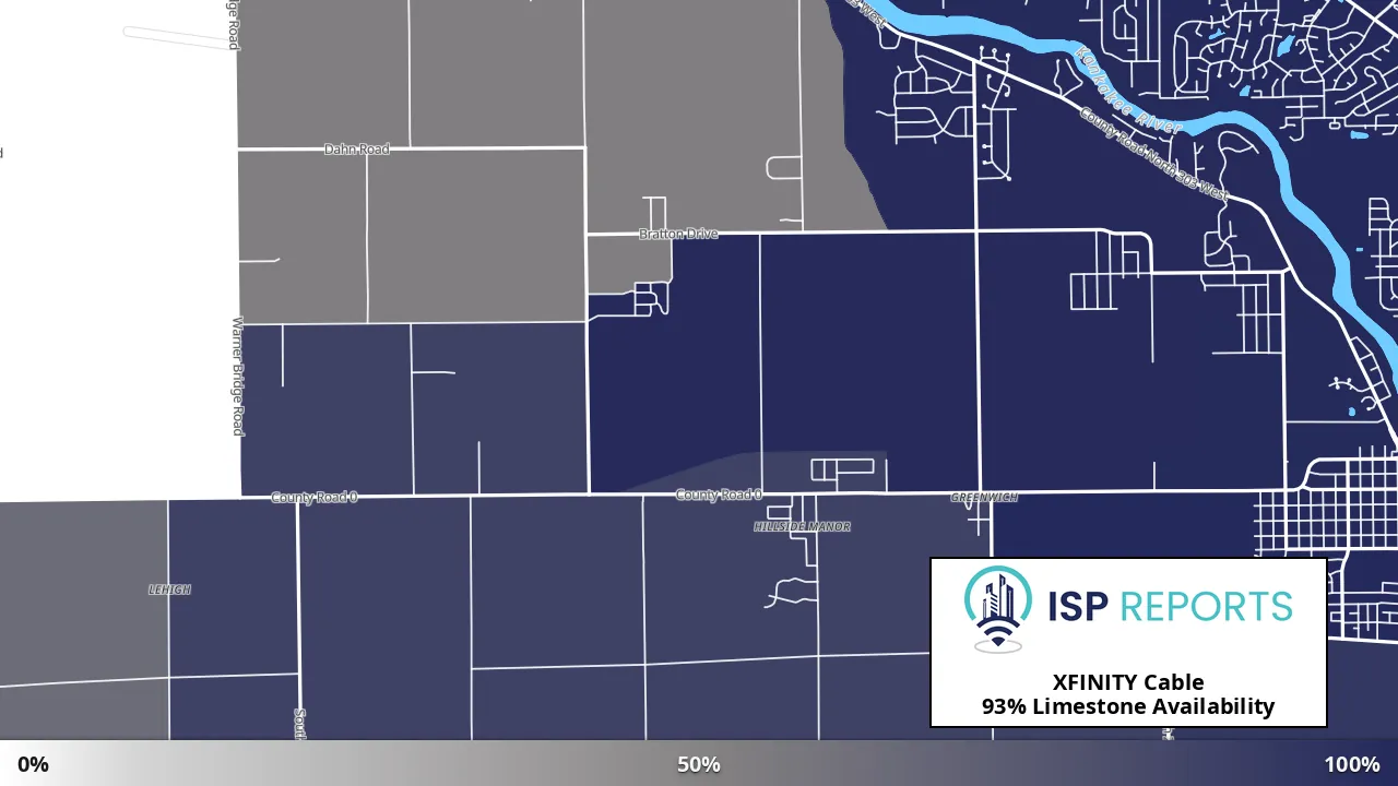 Limestone, IL map of internet availability
