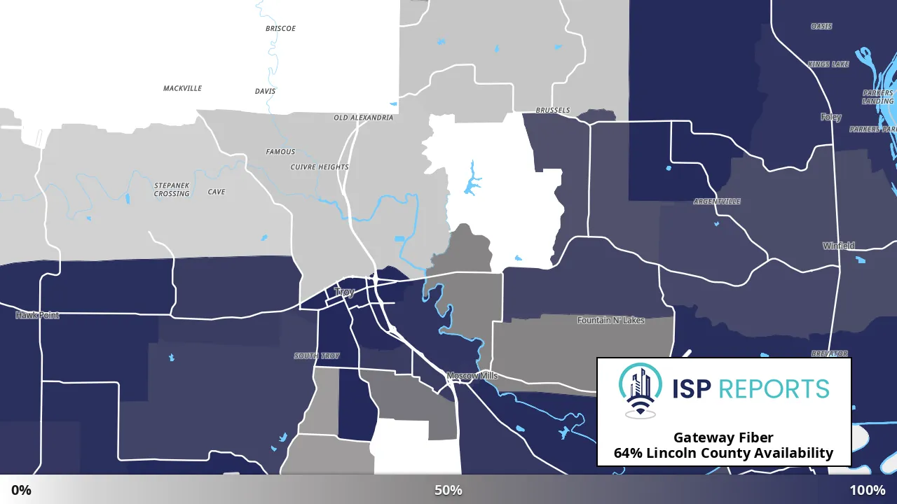 Lincoln County, MO map of internet availability