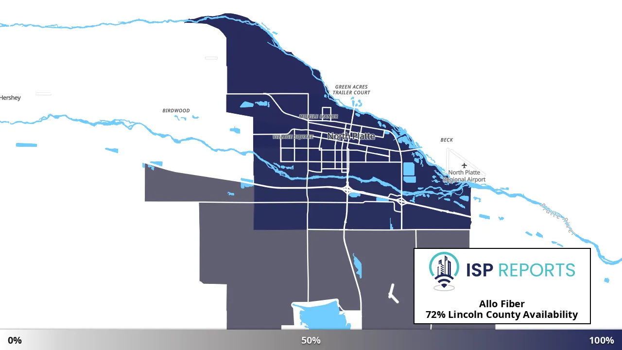 Lincoln County, NE map of internet availability