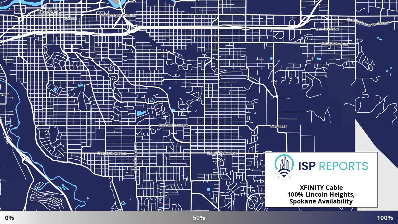 Lincoln Heights, Spokane, WA map of internet availability