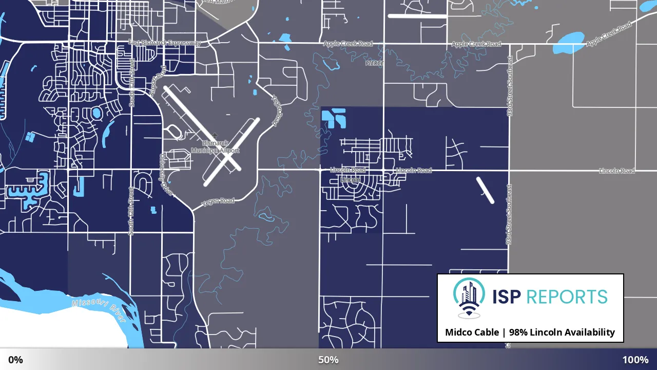 Lincoln, ND map of internet availability