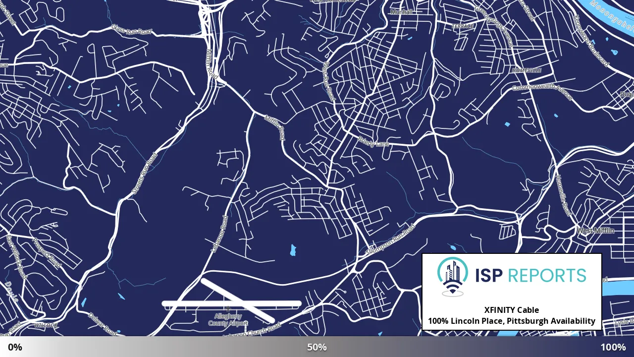 Lincoln Place, Pittsburgh, PA map of internet availability