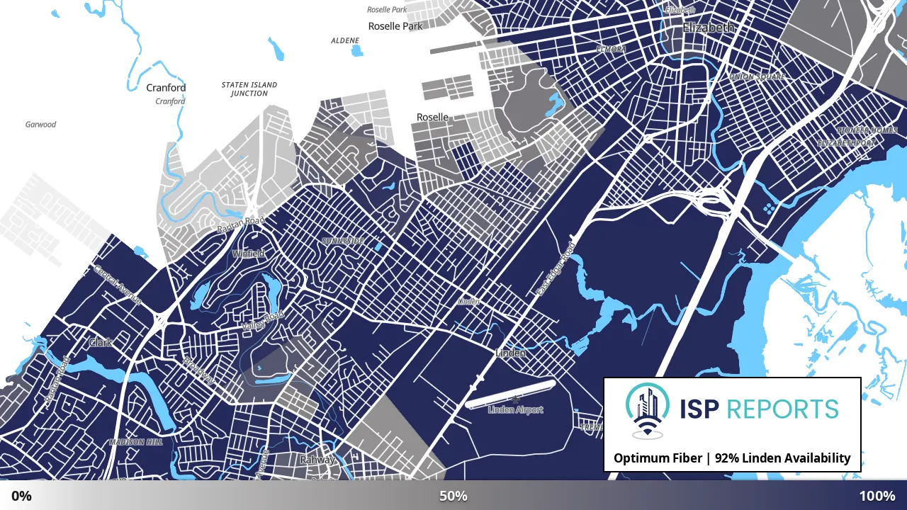 Linden, NJ map of internet availability