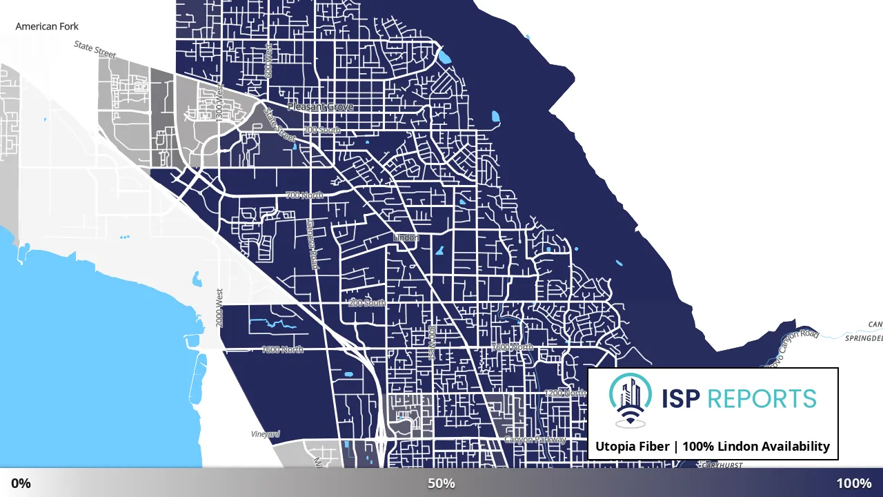 Lindon, UT map of internet availability