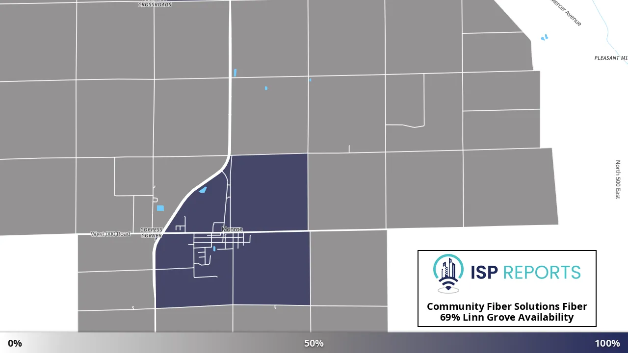 Linn Grove, IN map of internet availability