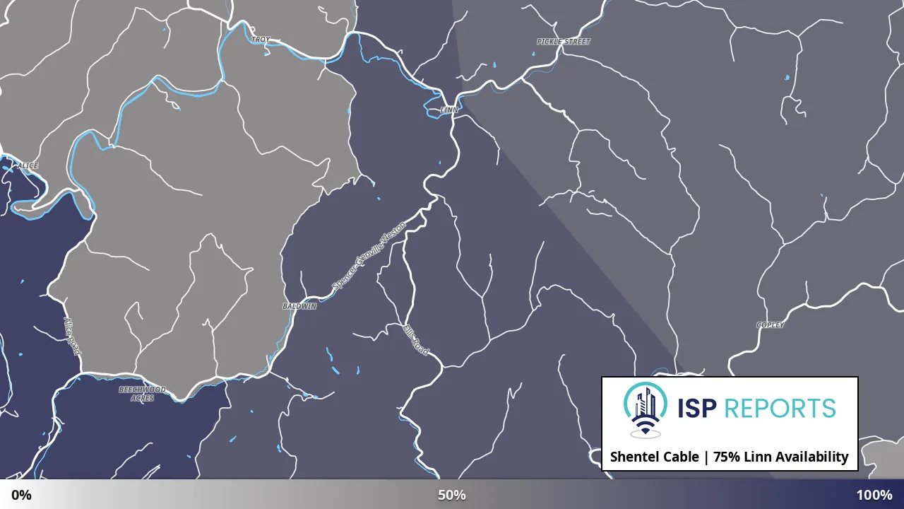 Linn, WV map of internet availability