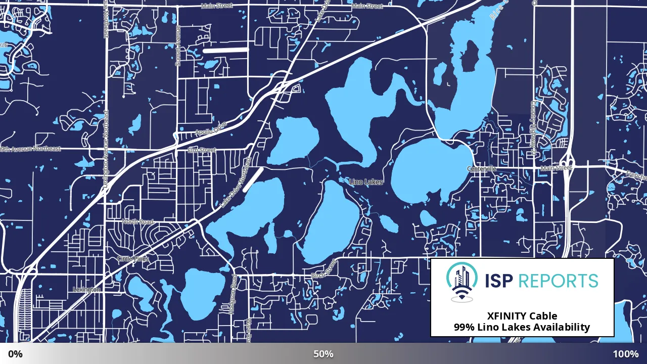 Lino Lakes, MN map of internet availability