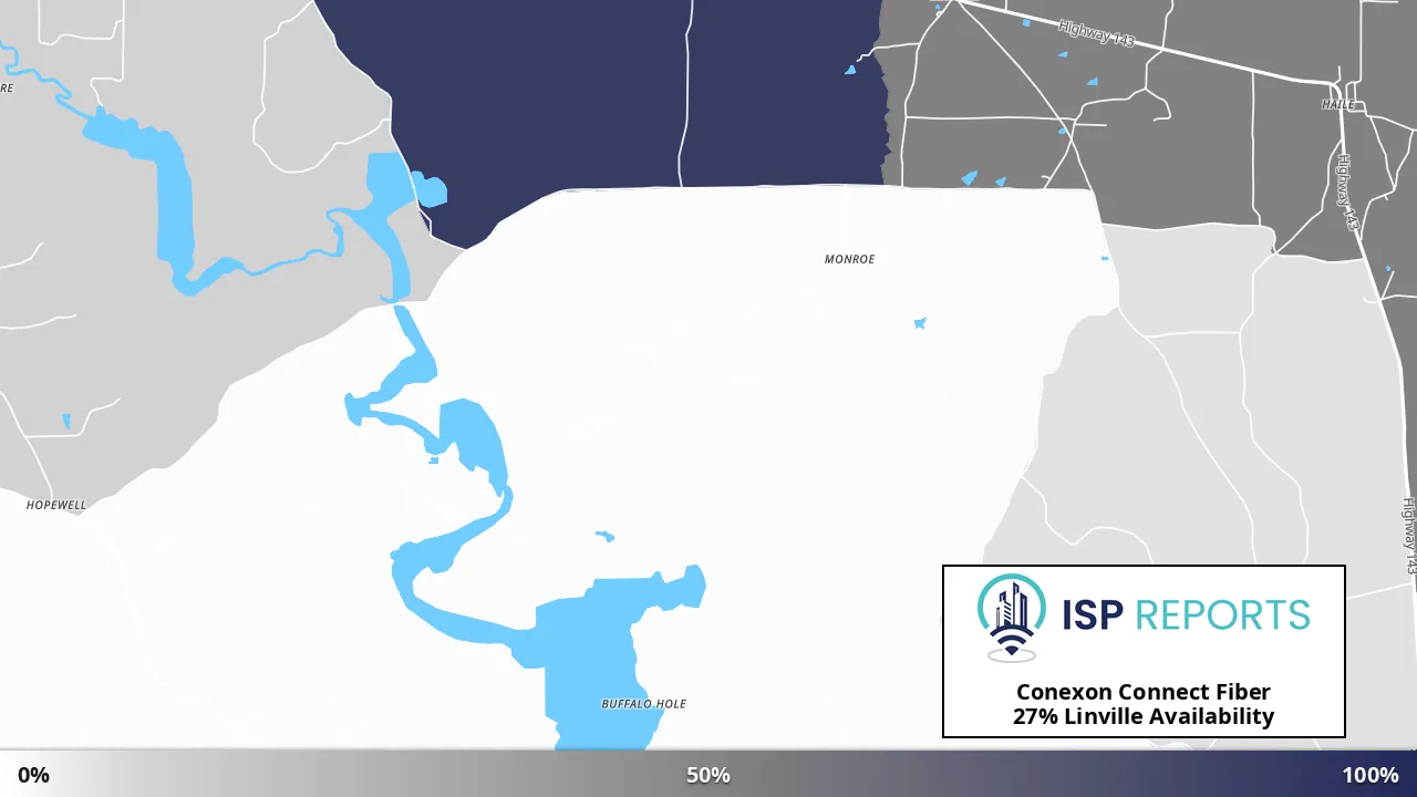 Linville, LA map of internet availability