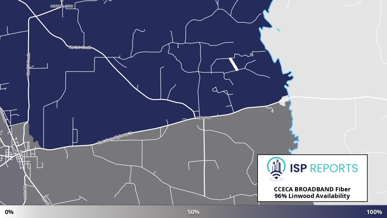 Linwood, TX map of internet availability
