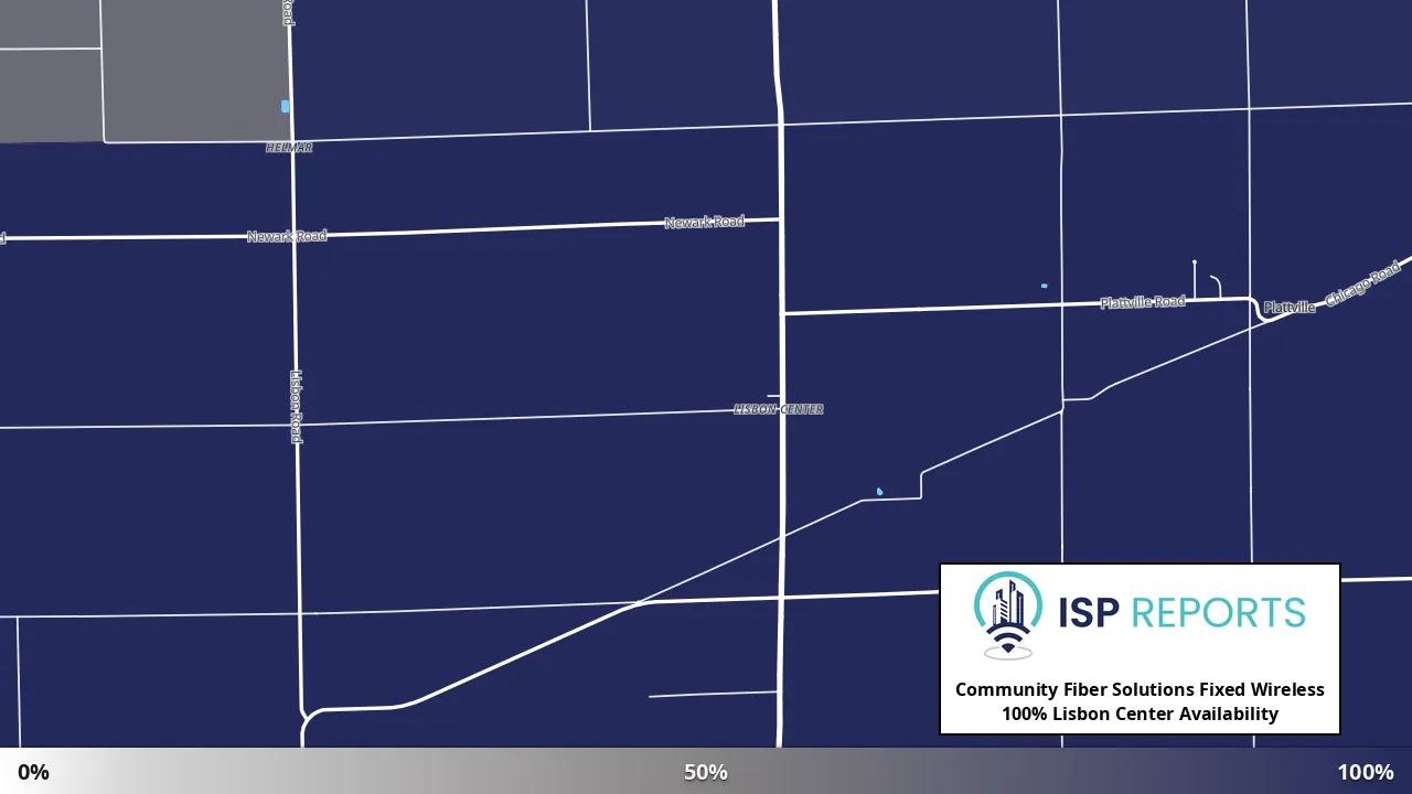 Lisbon Center, IL map of internet availability