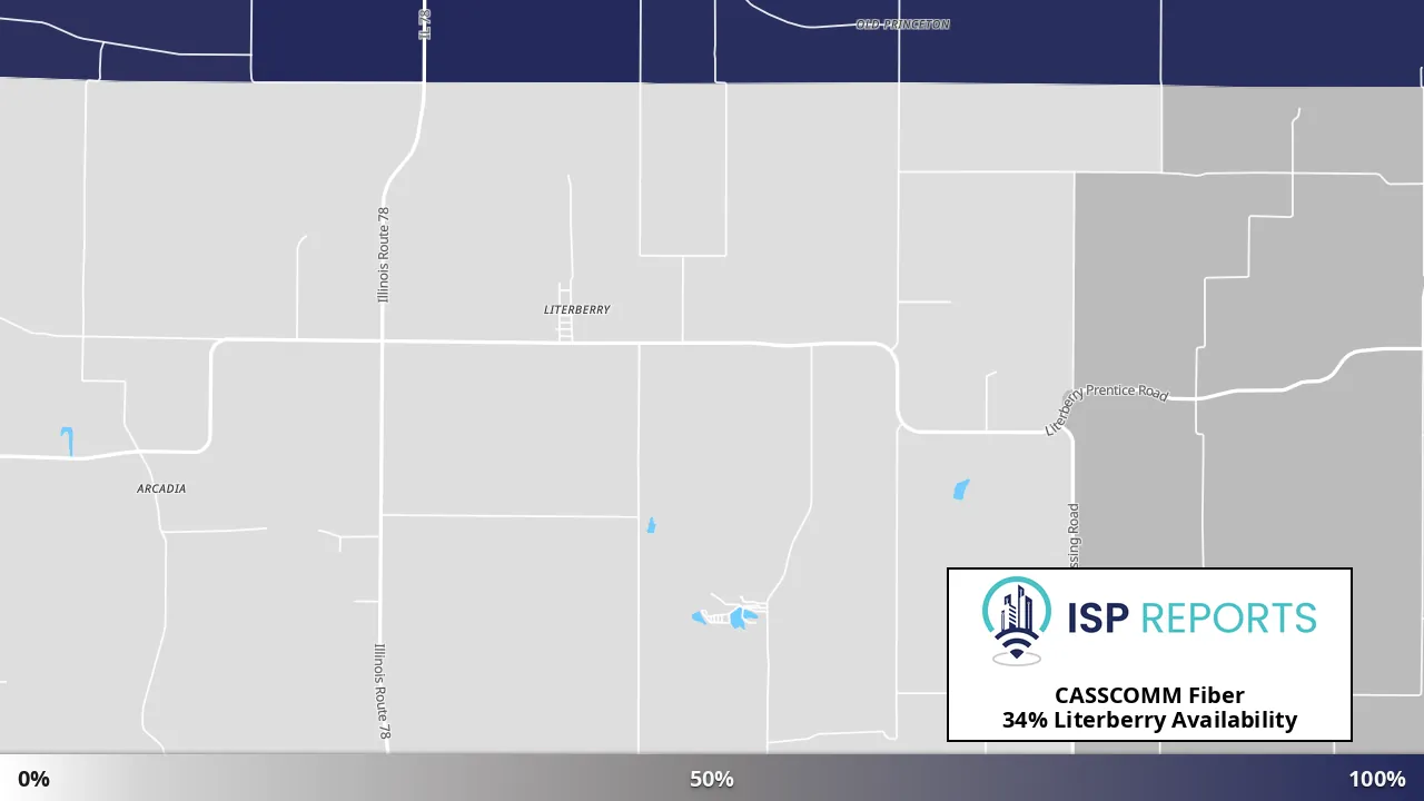Literberry, IL map of internet availability