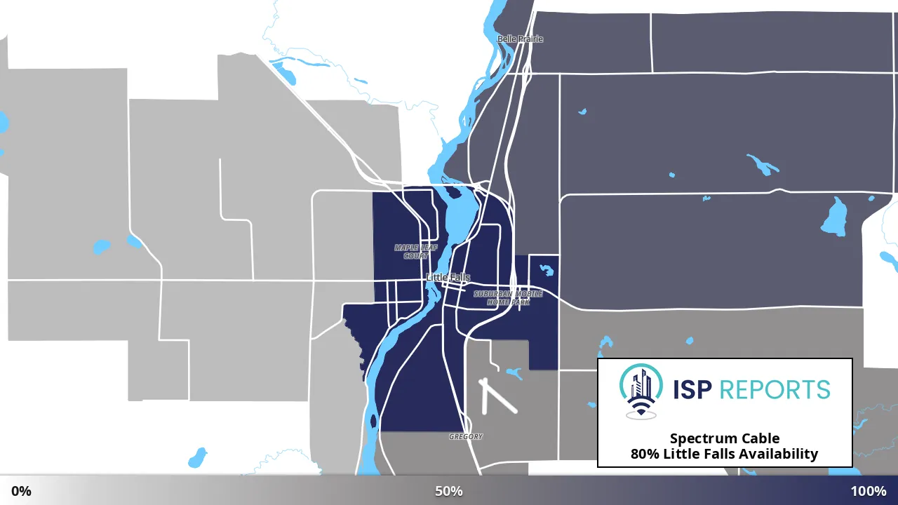 Little Falls, MN map of internet availability