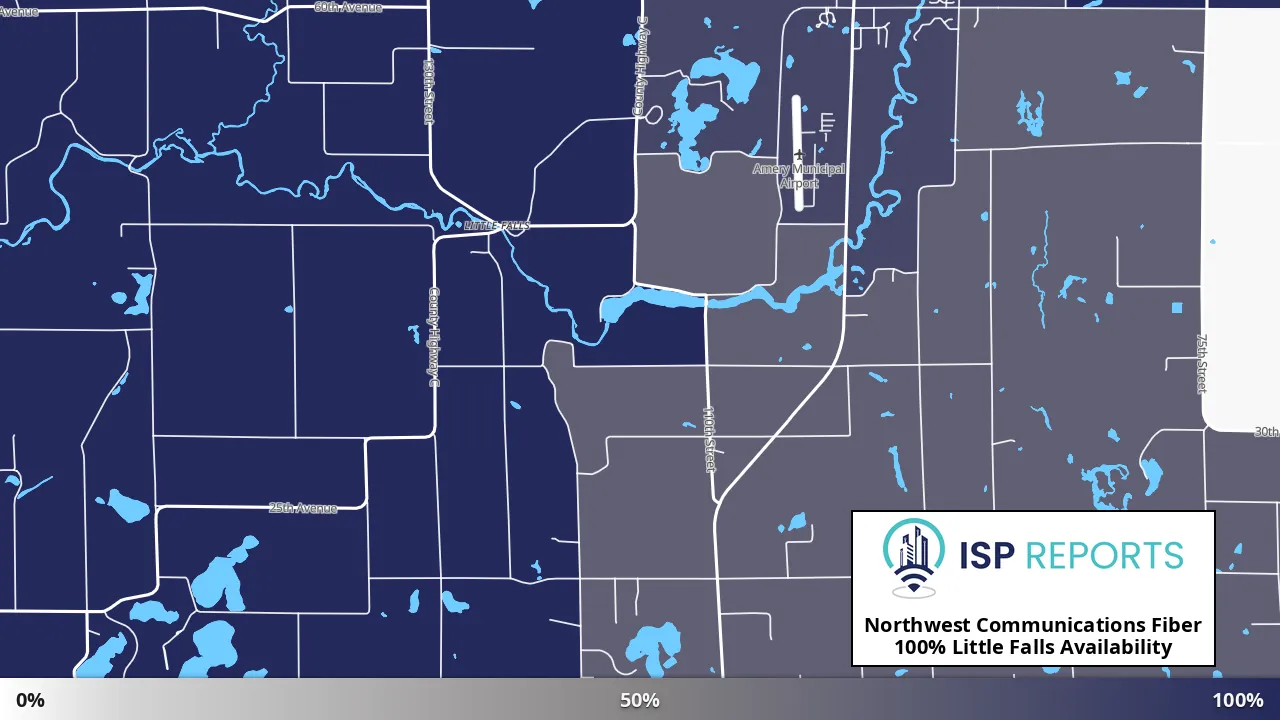 Little Falls, WI map of internet availability