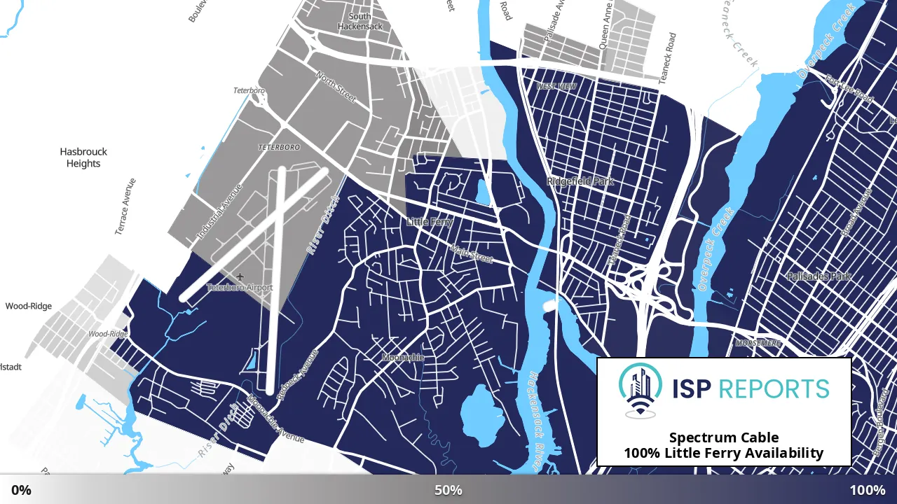 Little Ferry, NJ map of internet availability