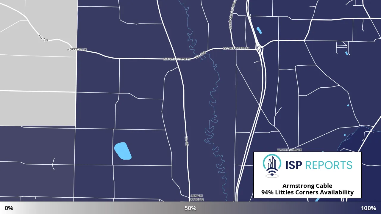Littles Corners, PA map of internet availability