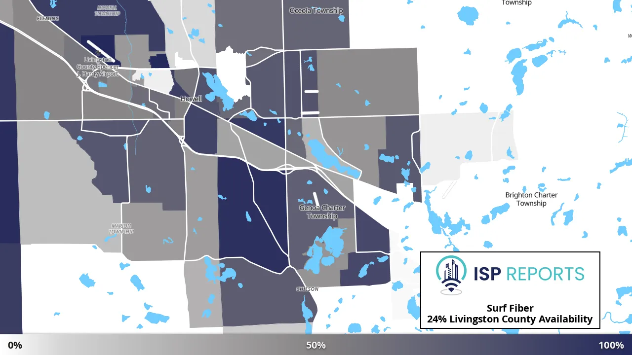 Livingston County, MI map of internet availability