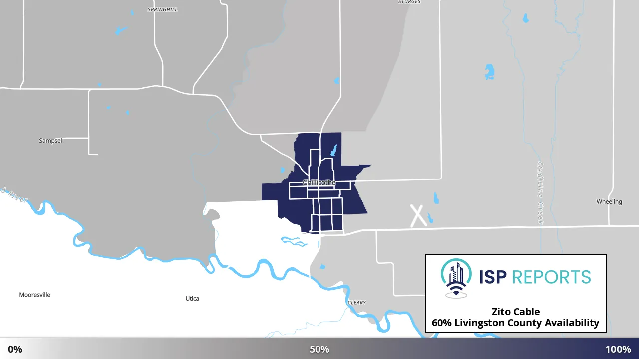 Livingston County, MO map of internet availability