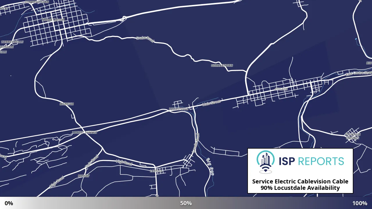 Locustdale, PA map of internet availability
