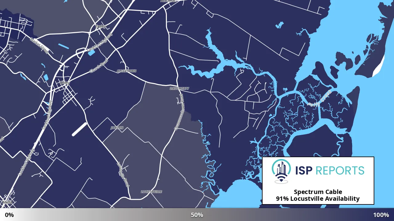 Locustville, VA map of internet availability