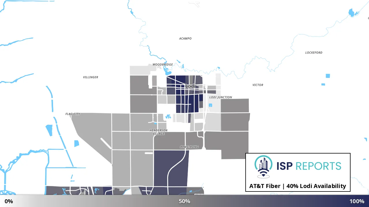 Lodi, CA map of internet availability