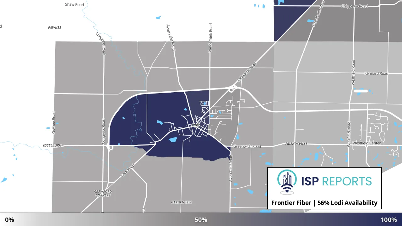 Lodi, OH map of internet availability