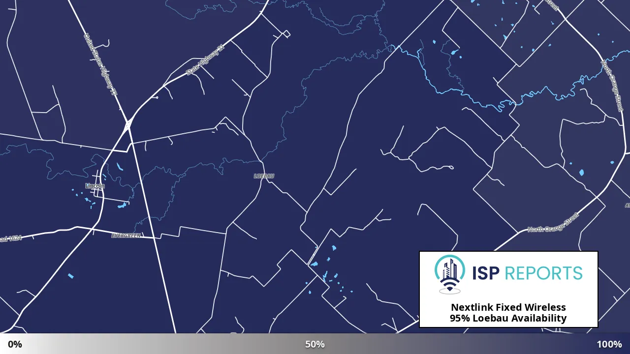 Loebau, TX map of internet availability