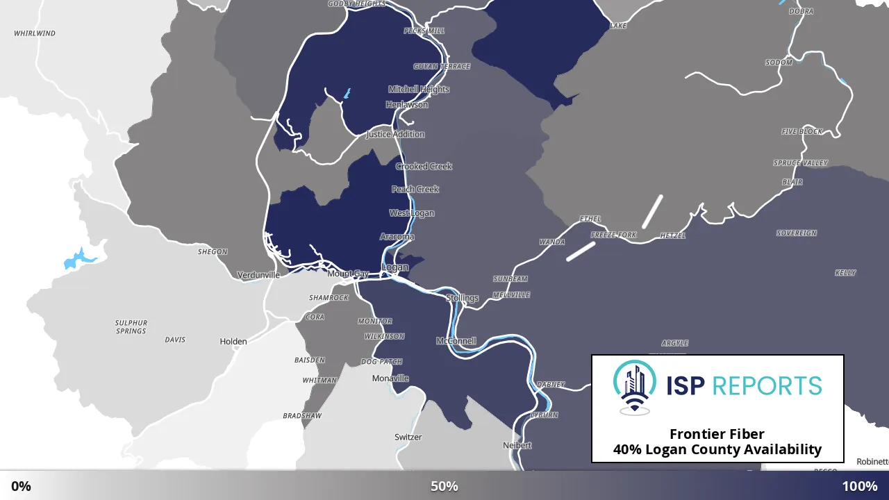 Logan County, WV map of internet availability