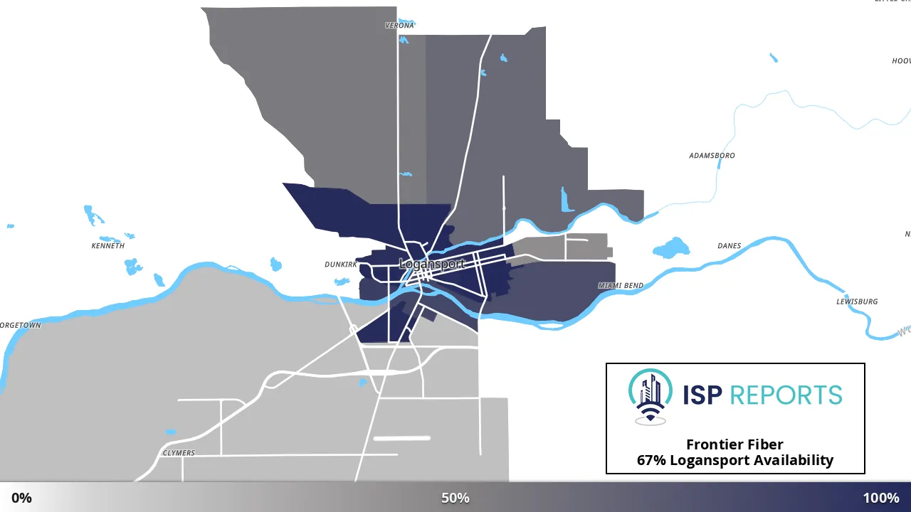 Logansport, IN map of internet availability