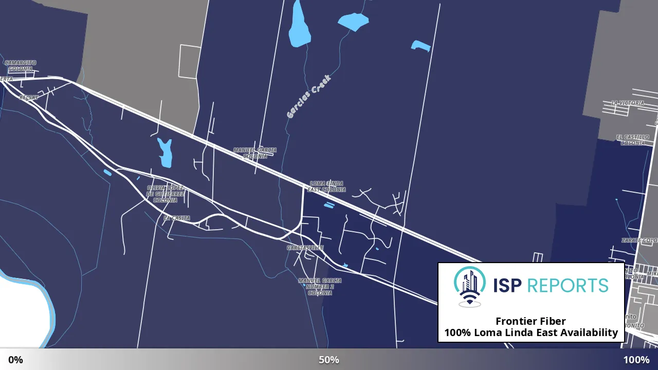 Loma Linda East, TX map of internet availability