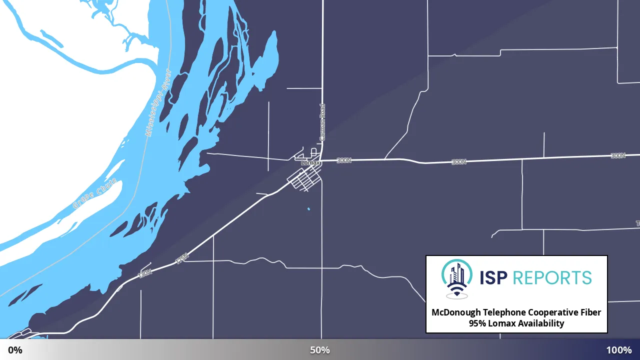 Lomax, IL map of internet availability