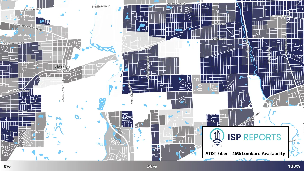 Lombard, IL map of internet availability