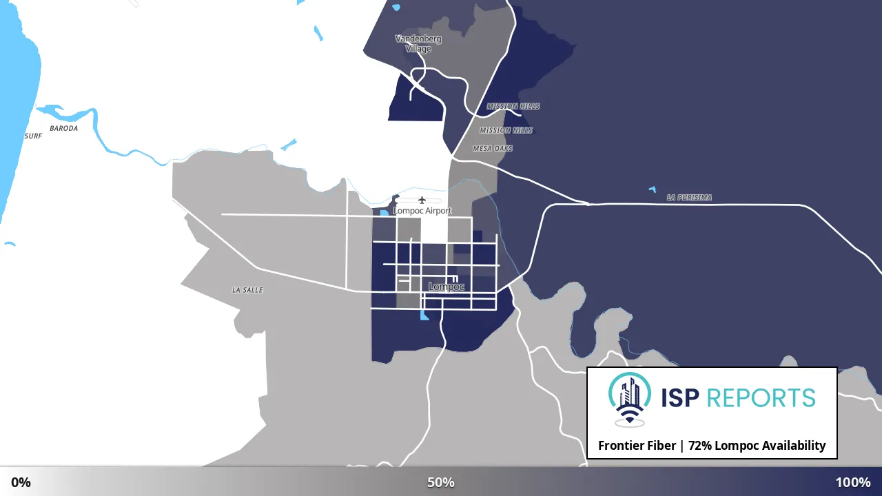 Lompoc, CA map of internet availability