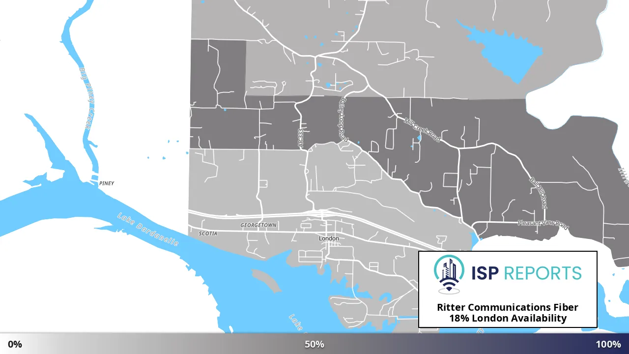 London, AR map of internet availability