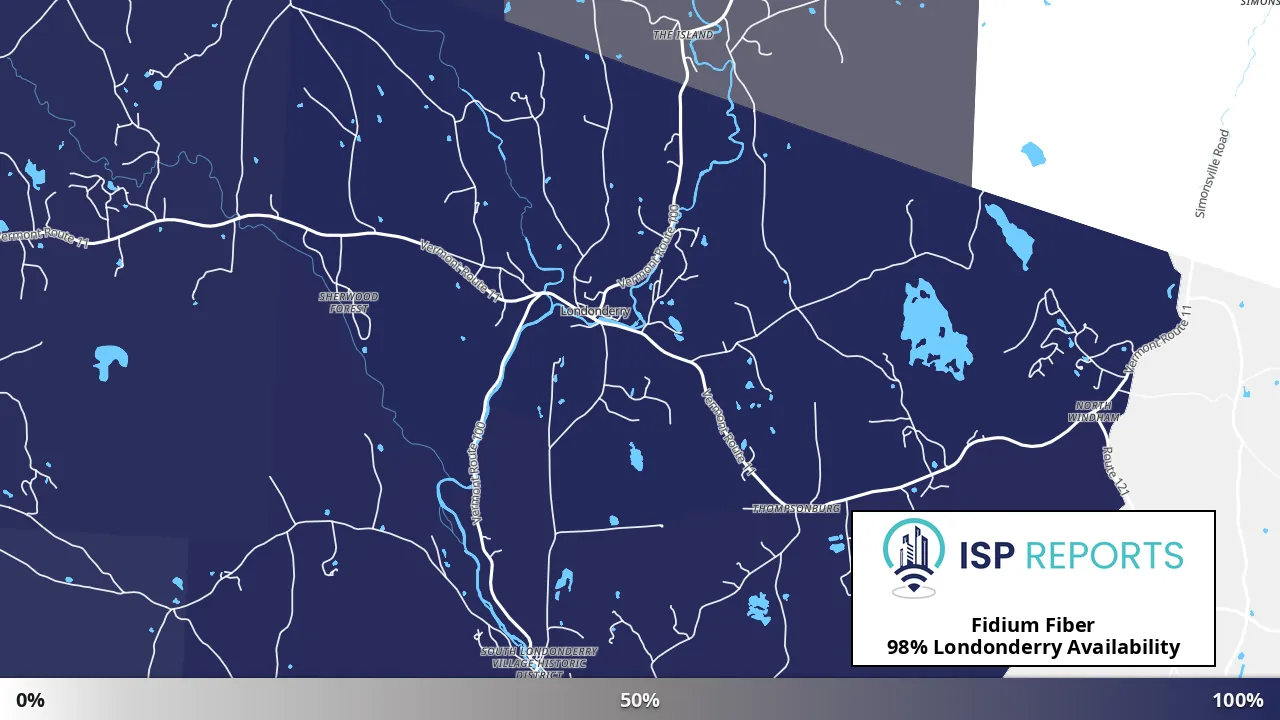 Londonderry, VT map of internet availability