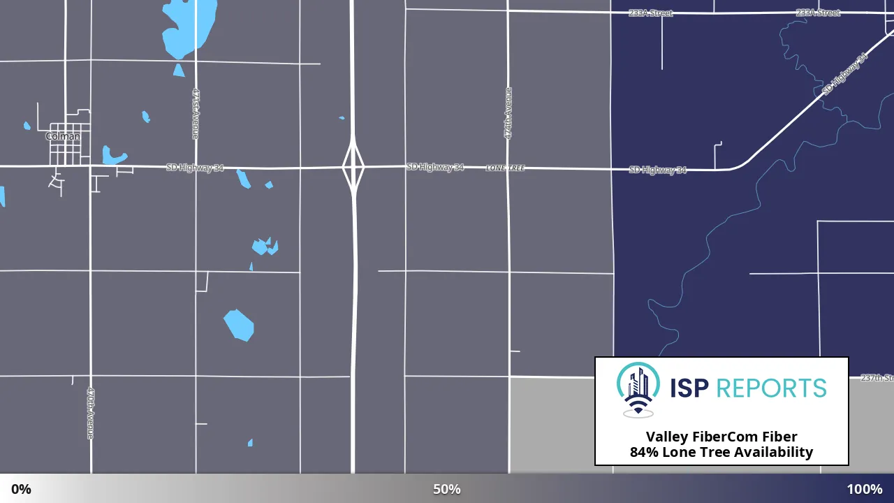 Lone Tree, SD map of internet availability