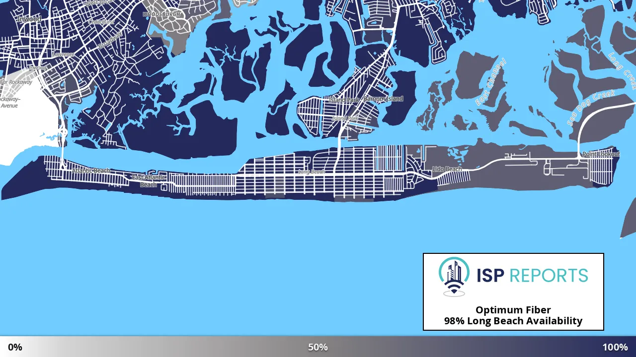 Long Beach, NY map of internet availability