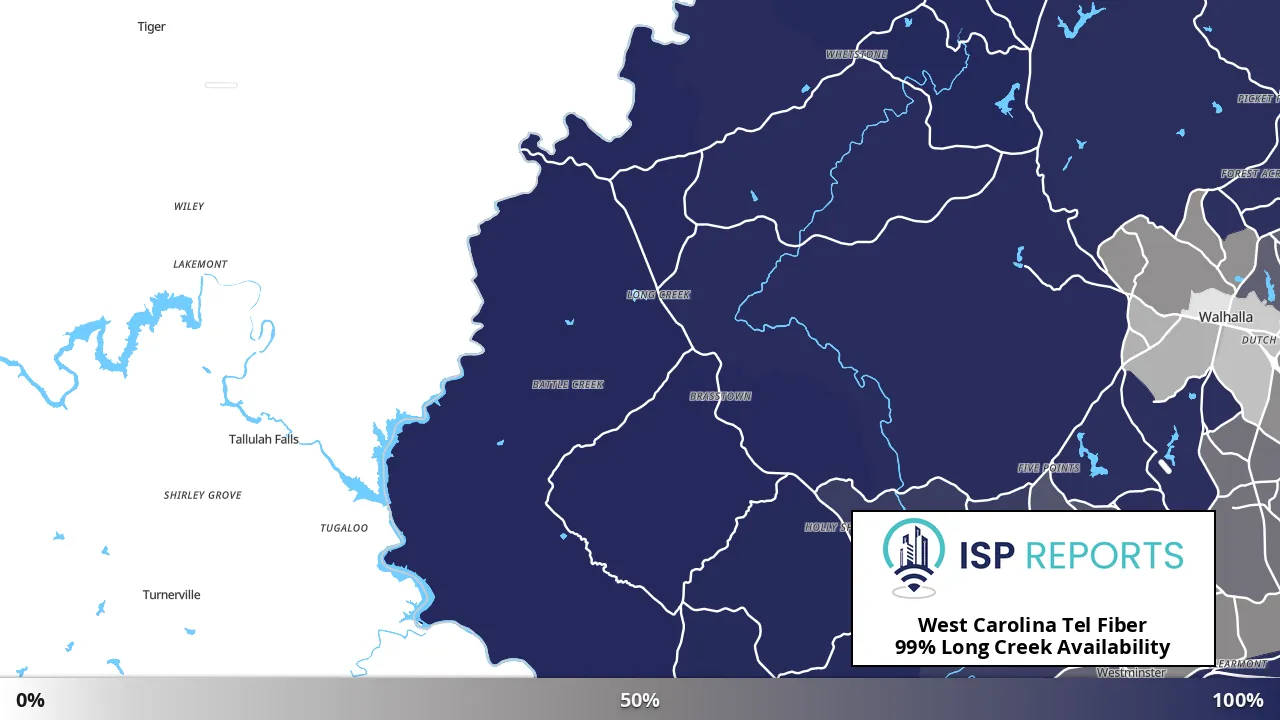 Long Creek, SC map of internet availability