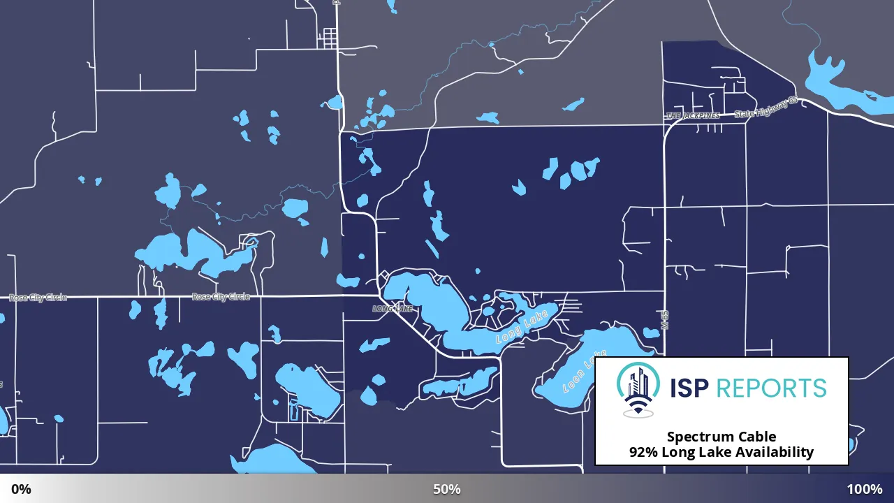 Long Lake, MI map of internet availability