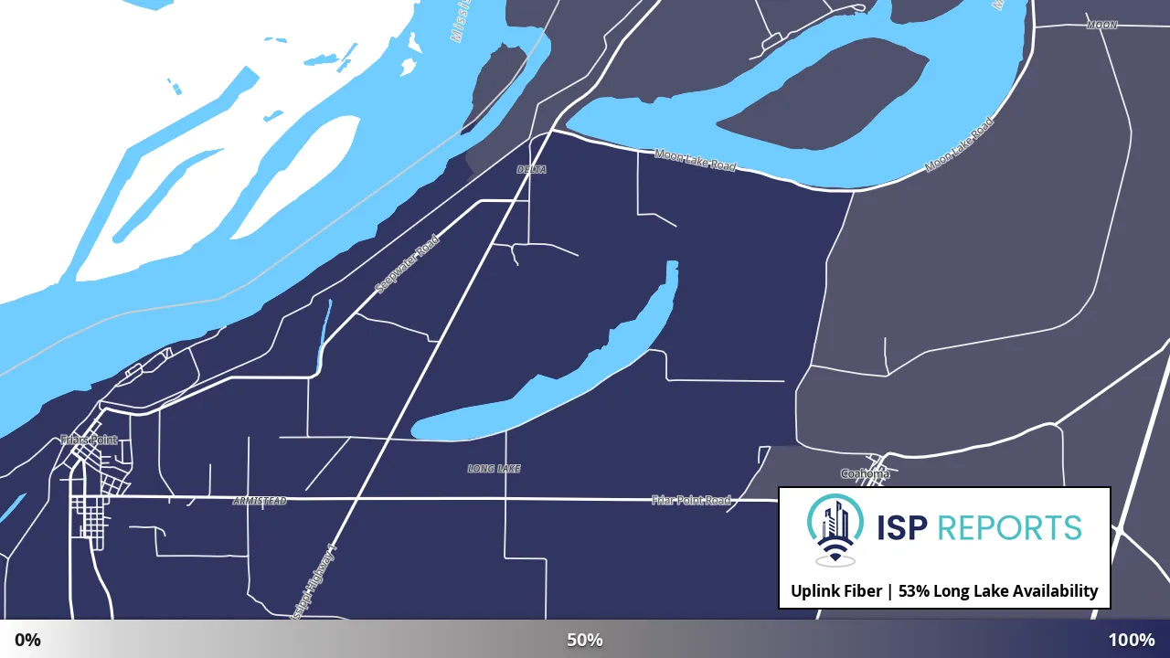 Long Lake, MS map of internet availability